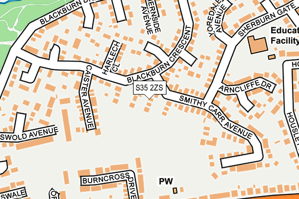 S35 2ZS map - OS OpenMap – Local (Ordnance Survey)