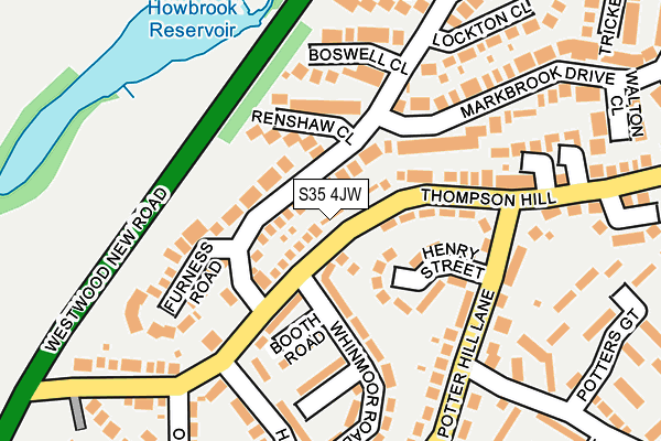 S35 4JW map - OS OpenMap – Local (Ordnance Survey)