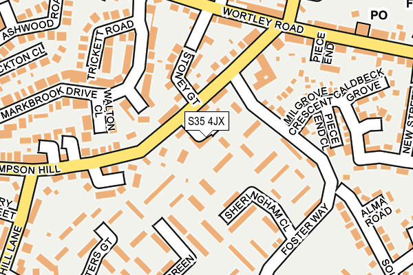 S35 4JX map - OS OpenMap – Local (Ordnance Survey)