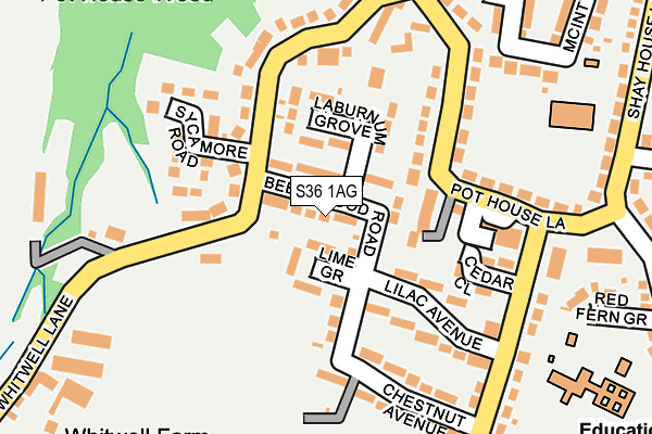 S36 1AG map - OS OpenMap – Local (Ordnance Survey)
