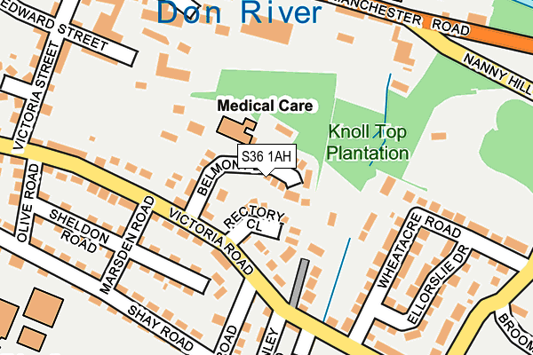 S36 1AH map - OS OpenMap – Local (Ordnance Survey)