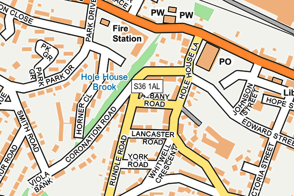 S36 1AL map - OS OpenMap – Local (Ordnance Survey)
