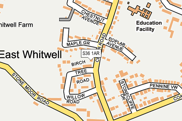 S36 1AR map - OS OpenMap – Local (Ordnance Survey)