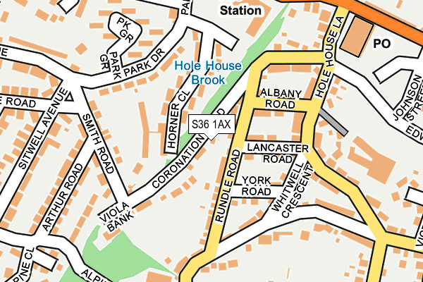 S36 1AX map - OS OpenMap – Local (Ordnance Survey)