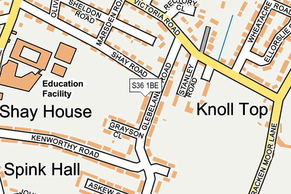 S36 1BE map - OS OpenMap – Local (Ordnance Survey)