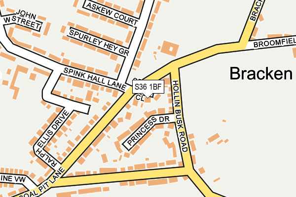 S36 1BF map - OS OpenMap – Local (Ordnance Survey)