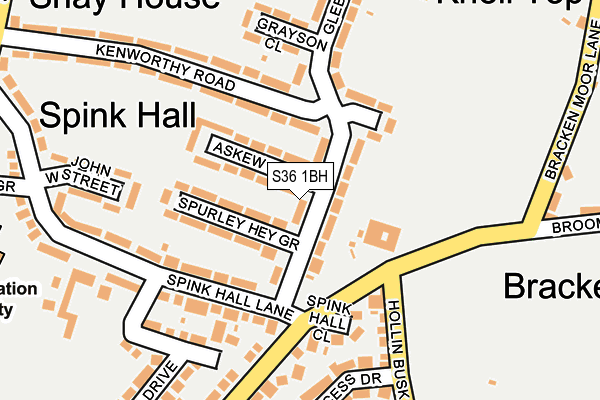 S36 1BH map - OS OpenMap – Local (Ordnance Survey)