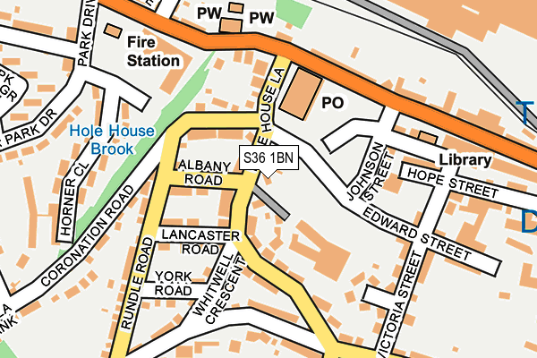 S36 1BN map - OS OpenMap – Local (Ordnance Survey)