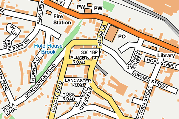 S36 1BP map - OS OpenMap – Local (Ordnance Survey)