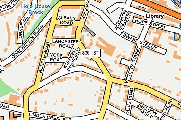S36 1BT map - OS OpenMap – Local (Ordnance Survey)