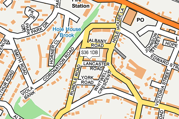 S36 1DB map - OS OpenMap – Local (Ordnance Survey)