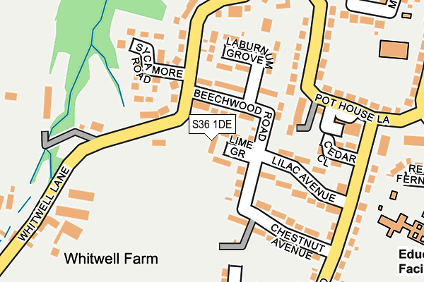 S36 1DE map - OS OpenMap – Local (Ordnance Survey)