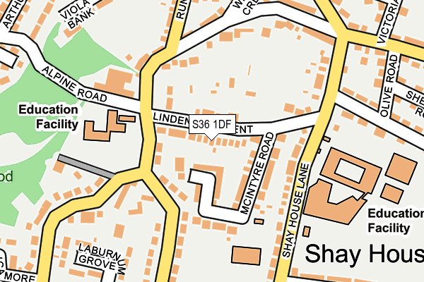 S36 1DF map - OS OpenMap – Local (Ordnance Survey)