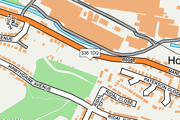 S36 1DQ map - OS OpenMap – Local (Ordnance Survey)