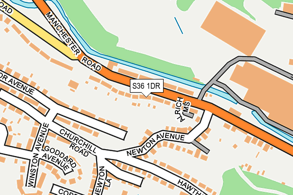 S36 1DR map - OS OpenMap – Local (Ordnance Survey)