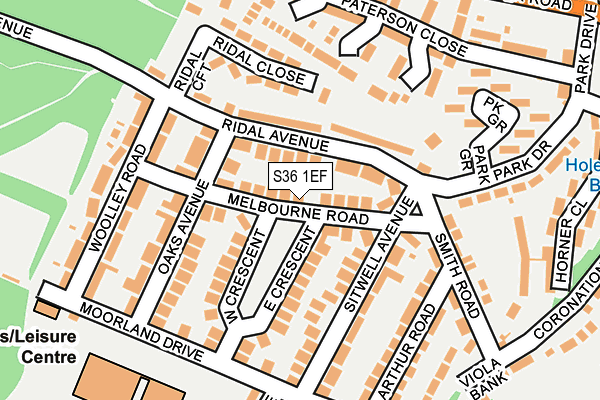 S36 1EF map - OS OpenMap – Local (Ordnance Survey)