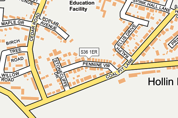 S36 1ER map - OS OpenMap – Local (Ordnance Survey)