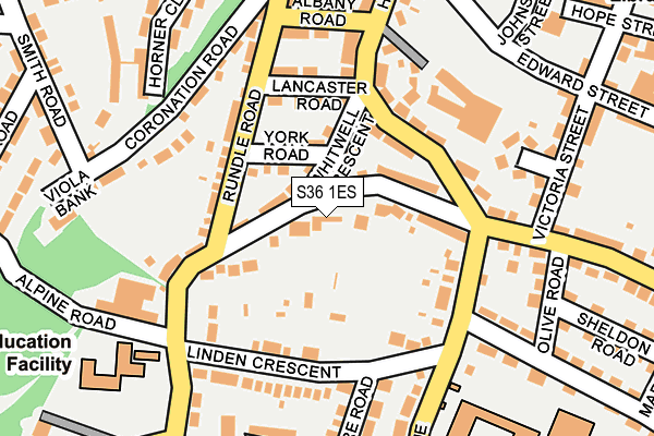 S36 1ES map - OS OpenMap – Local (Ordnance Survey)