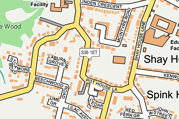 S36 1ET map - OS OpenMap – Local (Ordnance Survey)