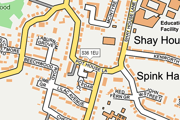 S36 1EU map - OS OpenMap – Local (Ordnance Survey)