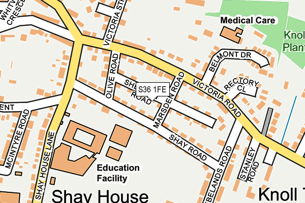 S36 1FE map - OS OpenMap – Local (Ordnance Survey)