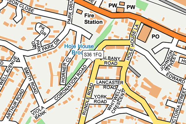 S36 1FQ map - OS OpenMap – Local (Ordnance Survey)