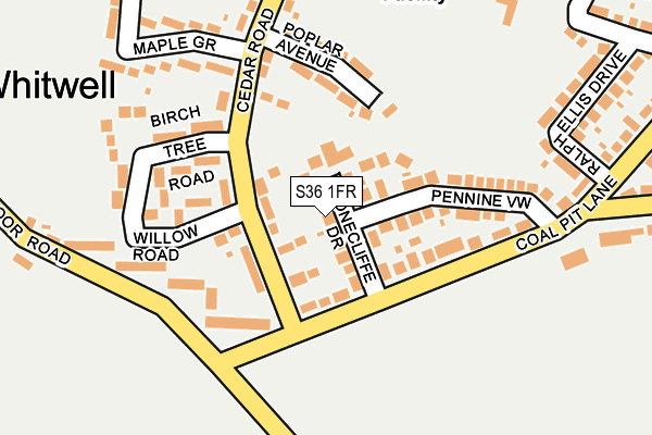 S36 1FR map - OS OpenMap – Local (Ordnance Survey)