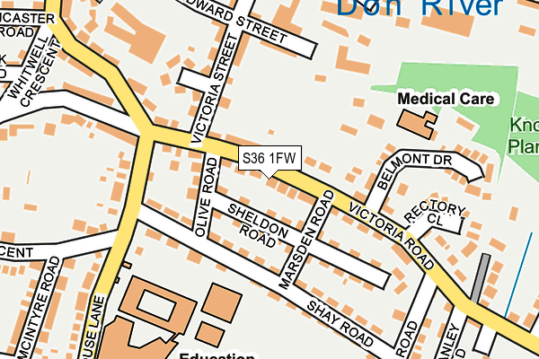 S36 1FW map - OS OpenMap – Local (Ordnance Survey)