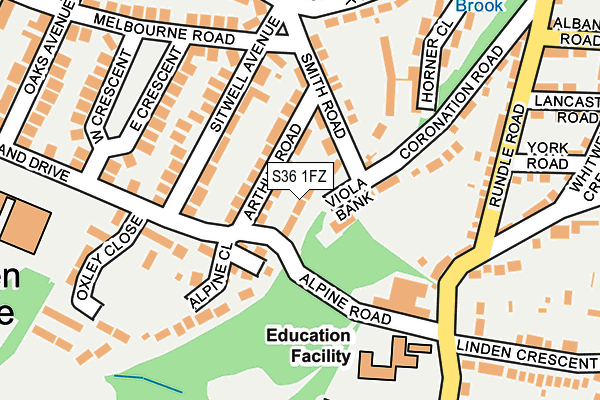 S36 1FZ map - OS OpenMap – Local (Ordnance Survey)