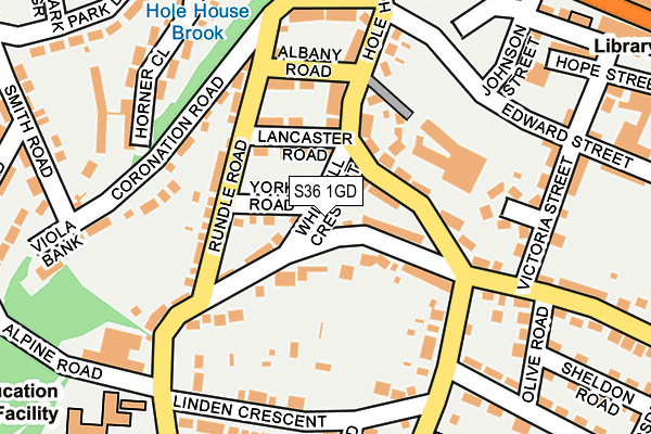 S36 1GD map - OS OpenMap – Local (Ordnance Survey)