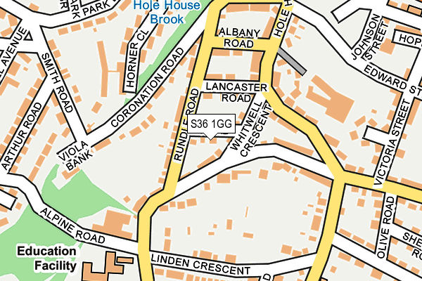 S36 1GG map - OS OpenMap – Local (Ordnance Survey)