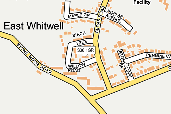 S36 1GR map - OS OpenMap – Local (Ordnance Survey)