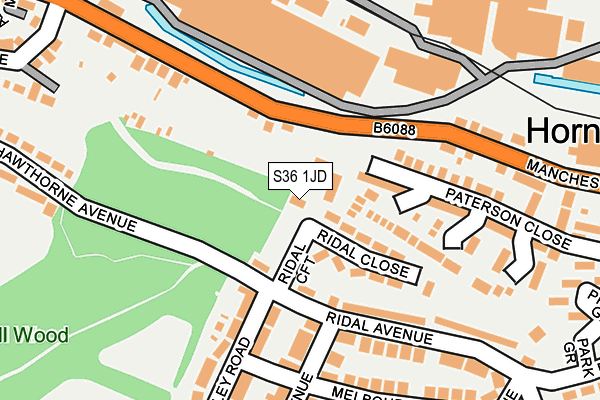 S36 1JD map - OS OpenMap – Local (Ordnance Survey)