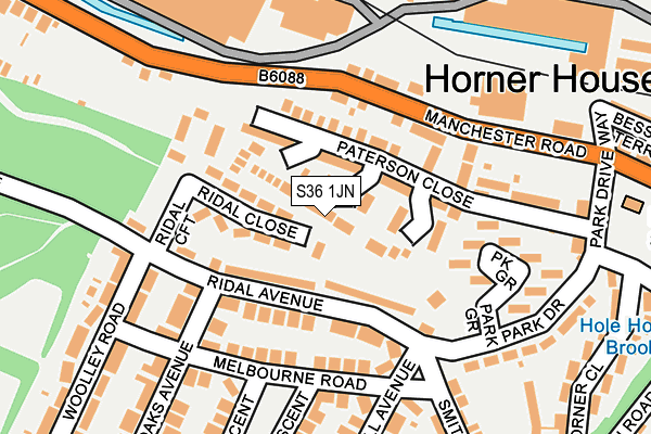 S36 1JN map - OS OpenMap – Local (Ordnance Survey)