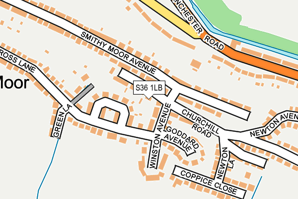 S36 1LB map - OS OpenMap – Local (Ordnance Survey)