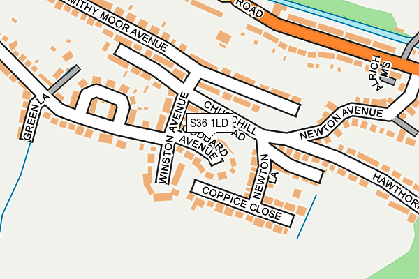 S36 1LD map - OS OpenMap – Local (Ordnance Survey)
