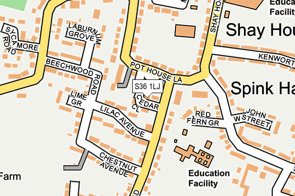 S36 1LJ map - OS OpenMap – Local (Ordnance Survey)