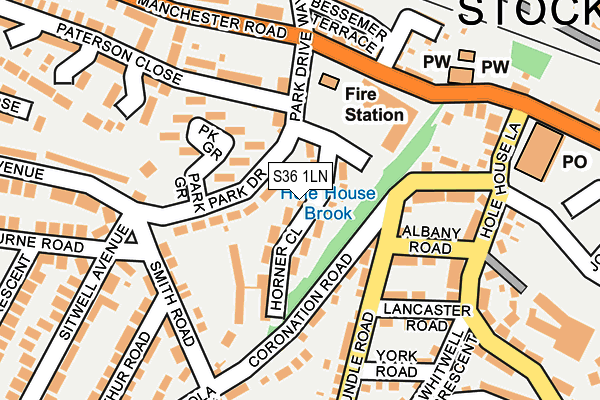 S36 1LN map - OS OpenMap – Local (Ordnance Survey)