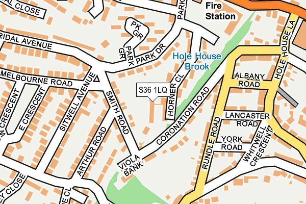 S36 1LQ map - OS OpenMap – Local (Ordnance Survey)