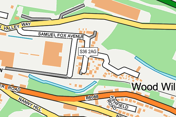 S36 2AG map - OS OpenMap – Local (Ordnance Survey)