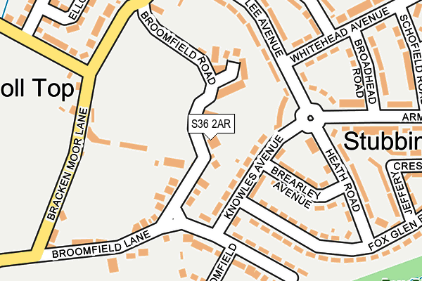 S36 2AR map - OS OpenMap – Local (Ordnance Survey)