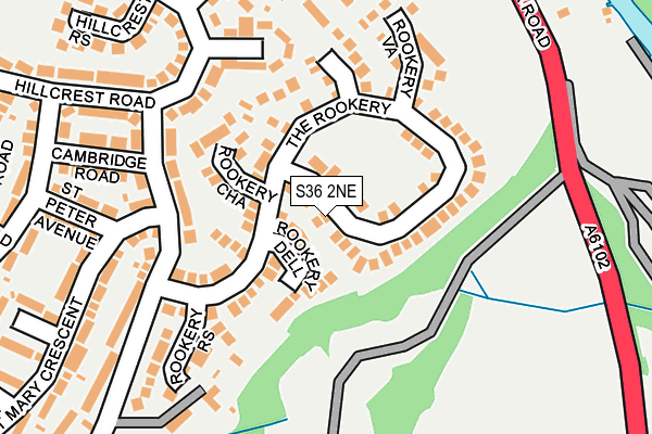 S36 2NE map - OS OpenMap – Local (Ordnance Survey)