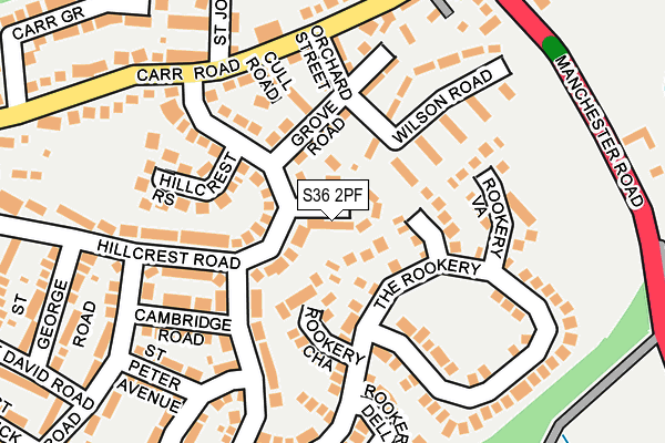 S36 2PF map - OS OpenMap – Local (Ordnance Survey)