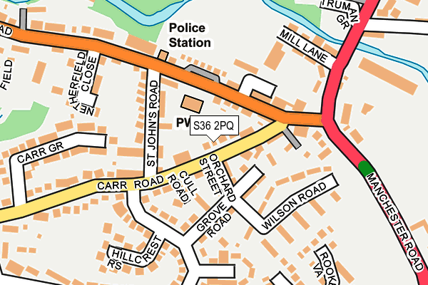 S36 2PQ map - OS OpenMap – Local (Ordnance Survey)