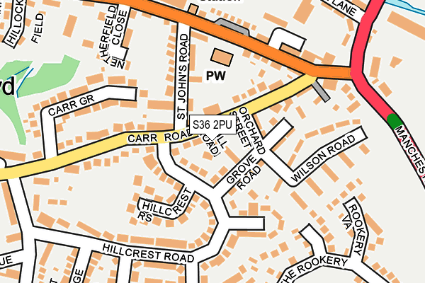 S36 2PU map - OS OpenMap – Local (Ordnance Survey)