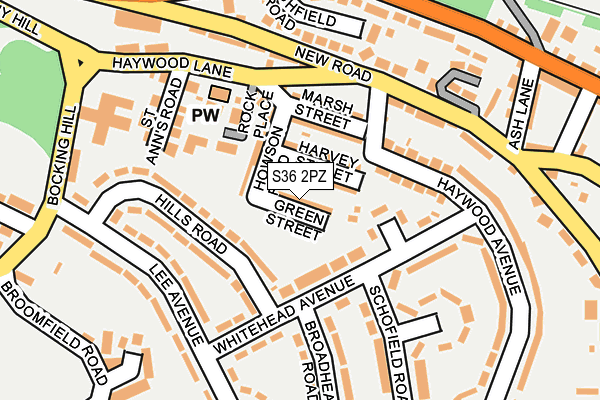 S36 2PZ map - OS OpenMap – Local (Ordnance Survey)