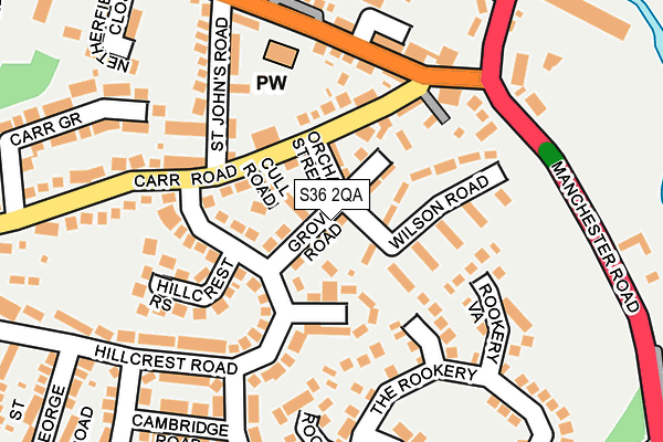 S36 2QA map - OS OpenMap – Local (Ordnance Survey)