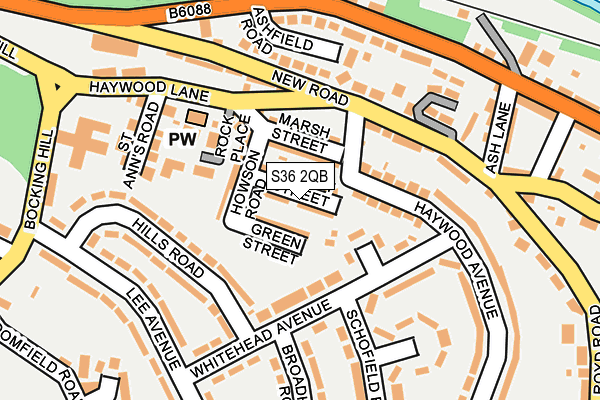 S36 2QB map - OS OpenMap – Local (Ordnance Survey)