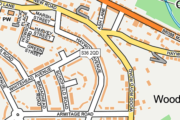 S36 2QD map - OS OpenMap – Local (Ordnance Survey)