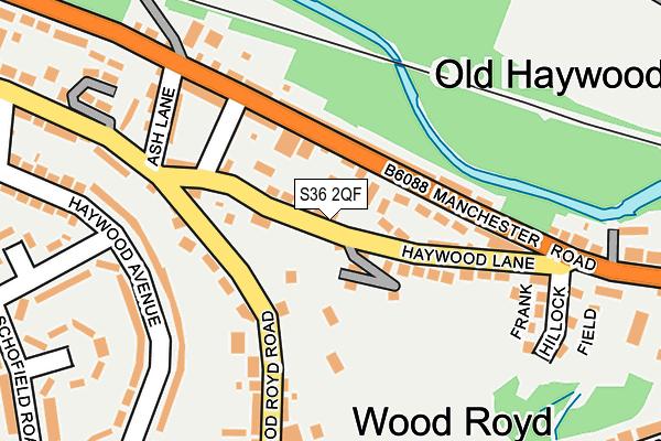 S36 2QF map - OS OpenMap – Local (Ordnance Survey)